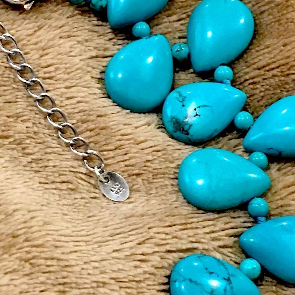 VINTAGE LUC Turquoise Bidirectional Sterling Silver Necklace - Picture 5 of 14